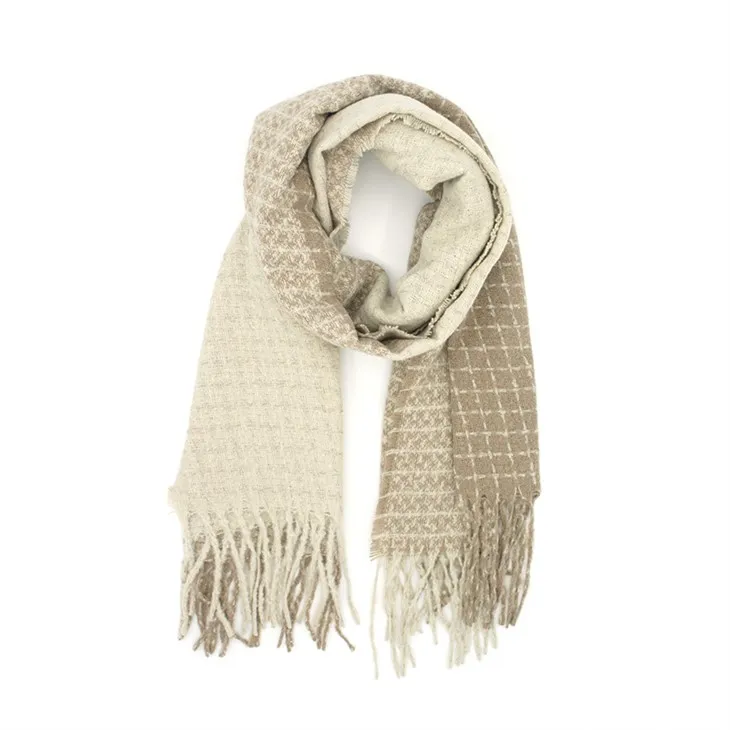 Beige Fringe Scarf
