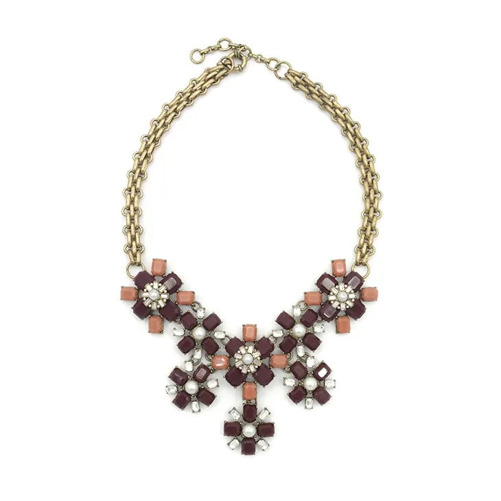 Burgundy Floral Necklace