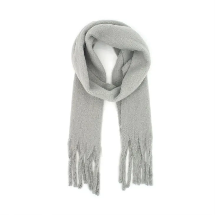 Greyish Fringe Poly Scarf