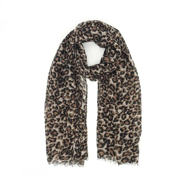 Leopard Poly Scarves Rau Cov Poj Niam