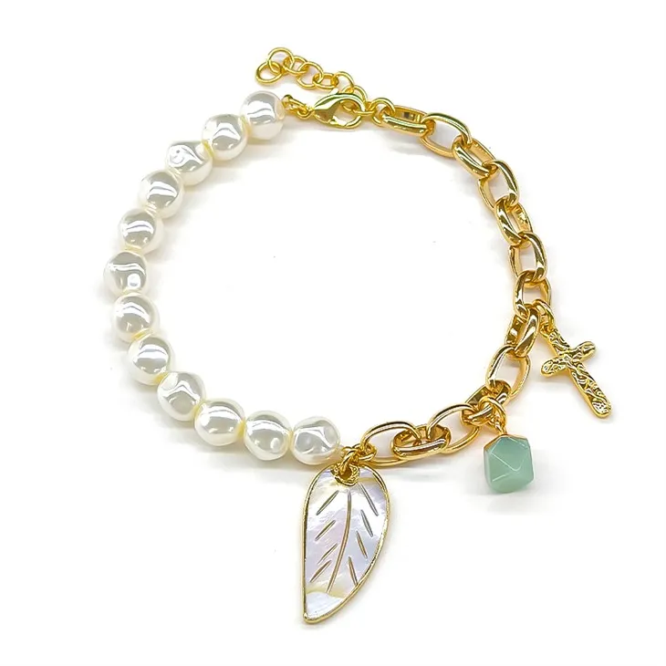 Leaf Cross Plhaub Drop Bracelet