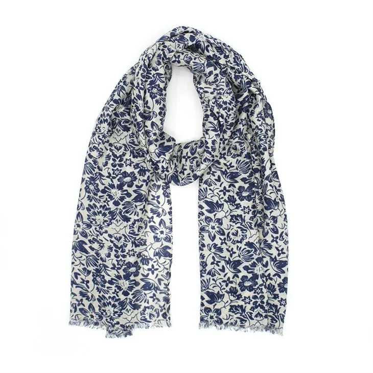 Navy floral print txoj phuam s075